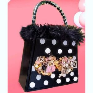 Eclectic Black & White Polka Dot Handbag Shaped Storage Box